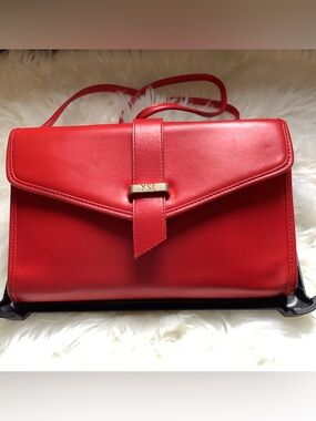 Yves Saint Laurent Vintage Red Leather Crossbody with Gold YSL Accent